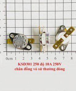 Relay nhiệt KSD301 250 độ 10A 250V chân đồng vỏ sứ thường đóng